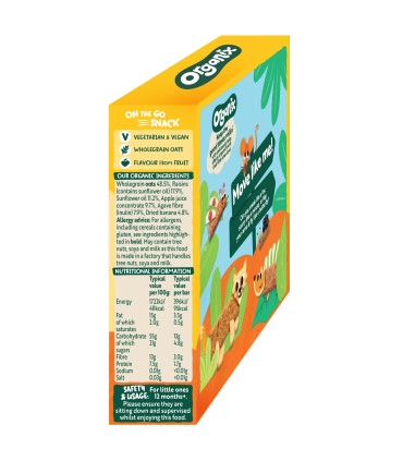ORGANIX - BATOANE ECOLOGICE (BIO) DIN OVAZ INTEGRAL CU BANANE 6X23G, 12luni+