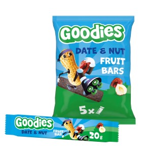 Goodies Snacks - Batoane din fructe - curmale, arahide si alune de padure 5x20g