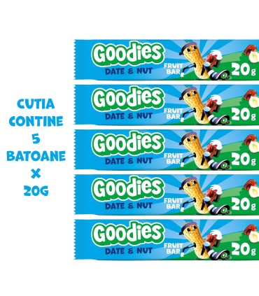 Goodies Snacks - Batoane din fructe - curmale, arahide si alune de padure 5x20g
