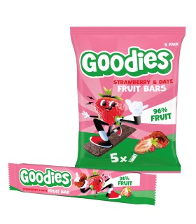 Goodies Snacks - Batoane din fructe - capsuni si curmale 5x20g