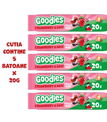 Goodies Snacks - Batoane din fructe - capsuni si curmale 5x20g