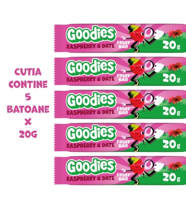 Goodies Snacks - Batoane din fructe - zmeura si curmale 5x20g
