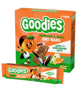 Goodies Snacks - Batoane din ovaz integral cu mandarine si mere, 6x23g