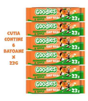 Goodies Snacks - Batoane din ovaz integral cu mandarine si mere, 6x23g