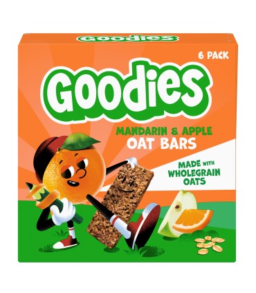 Goodies Snacks - Batoane din ovaz integral cu mandarine si mere, 6x23g