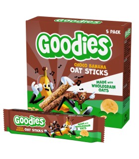 Goodies Snacks - Batoane duo din ovaz integral cacao si banana, 5x23g