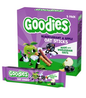 Goodies Snacks - Batoane duo din ovaz integral coacaze si mere, 5x23g