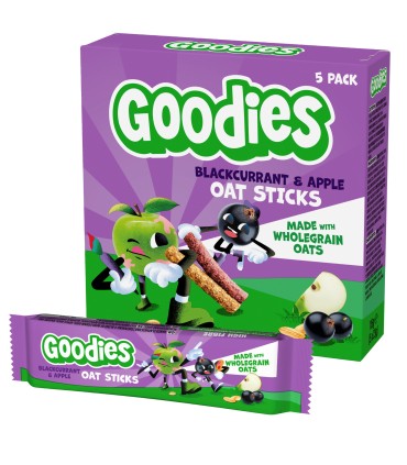 Goodies Snacks - Batoane duo din ovaz integral coacaze si mere, 5x23g
