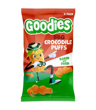 Goodies - Snacks Crocodil din porumb cu barbeque, 4x12g