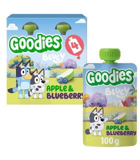 Goodies Snacks - Bluey - Piure de mar si afine, 4x100g