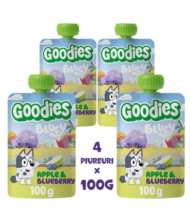 Goodies Snacks - Bluey - Piure de mar si afine, 4x100g