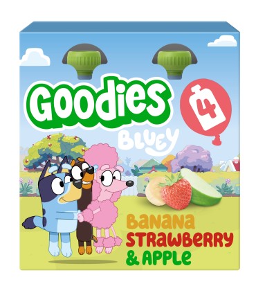 Goodies Snacks - Bluey - Piure de banane, capsuni si mere 4x100g