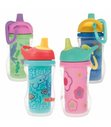 Nuby - Pahar izoterm cu pereti dubli si carabina, 260ml, 6+