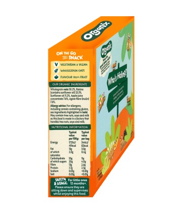 ORGANIX - FLAPJACK - CUBULETE ECOLOGICE (BIO) MOI DIN OVAZ INTEGRAL SI STAFIDE, 4X20G, 12luni+