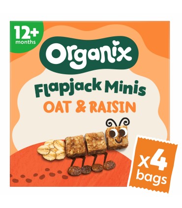 ORGANIX - FLAPJACK - CUBULETE ECOLOGICE (BIO) MOI DIN OVAZ INTEGRAL SI STAFIDE, 4X20G, 12luni+