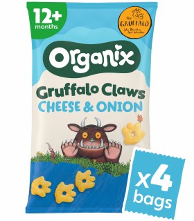 ORGANIX - GRUFFALO - FIGURINE ECOLOGICE (BIO) DIN PORUMB CU BRANZA SI CEAPA, 4X15G, 12luni+