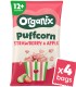 Organix - Snack BIO Puffcorn din porumb și orez cu căpșuni și mere, 12 luni+, 60g.