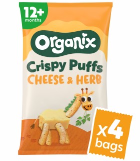 ORGANIX - SNACK ECOLOGIC (BIO) DIN PORUMB CU BRANZA SI PATRUNJEL, 4X15G, 10luni+