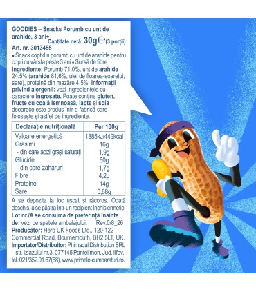 Goodies - Snacks Porumb cu unt de arahide, 30g