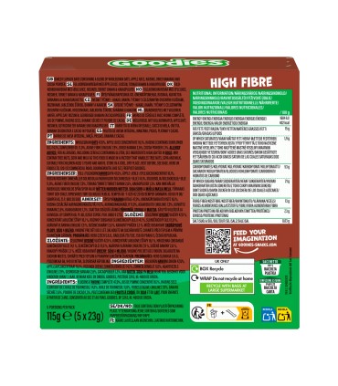 Goodies Snacks - Batoane duo din ovaz integral cacao si banana, 5x23g