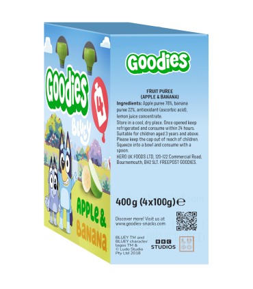 Goodies Snacks - Bluey - Piure de mar si banana 4x100g