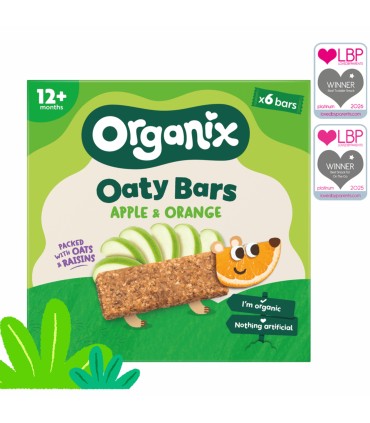 ORGANIX - BATOANE ECOLOGICE (BIO) DIN OVAZ INTEGRAL CU MERE SI PORTOCALE 6X23g, 12luni+