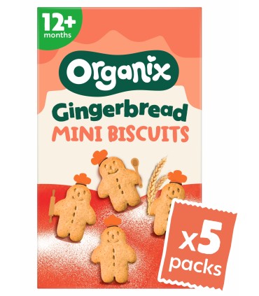 ORGANIX - BISCUITI ECOLOGICI ”MINI”  (BIO) CU GHIMBIR, 5X20G, 12+