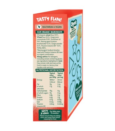 ORGANIX - BISCUITI ECOLOGICI ”MINI”  (BIO) CU GHIMBIR, 5X20G, 12+