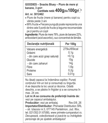 Goodies Snacks - Bluey - Piure de mar si banana 4x100g