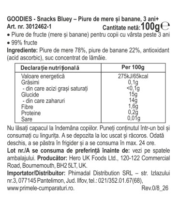 Goodies Snacks - Bluey - Piure de mar si banana,100g