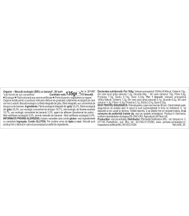 ORGANIX - BISCUITI ECOLOGICI (BIO) CU BANANA. 135g, 36luni+