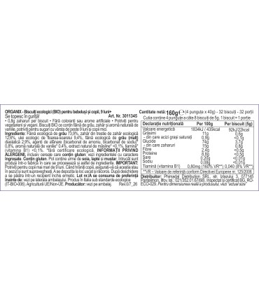 ORGANIX - Biscuiți ecologici (BIO) pentru bebeluși și copii,160g, 9 luni+