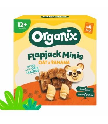 ORGANIX - FLAPJACK - CUBULETE ECOLOGICE (BIO) MOI DIN OVAZ INTEGRAL SI BANANE, 4X20G,  12luni+