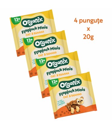 ORGANIX - FLAPJACK - CUBULETE ECOLOGICE (BIO) MOI DIN OVAZ INTEGRAL SI BANANE, 4X20G,  12luni+
