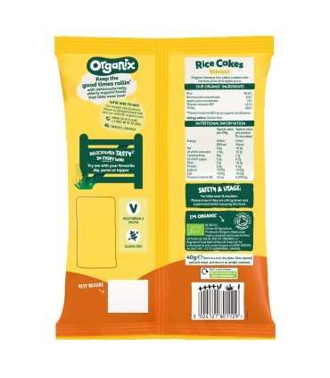 ORGANIX - RONDELE ECOLOGICE (BIO) DIN OREZ CU BANANE, 40G, 12luni+