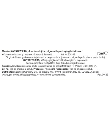 Miradent - Oxysafe PRO2 - Pasta de dinti cu oxigen activ pentru gingii sanatoase, 75ml
