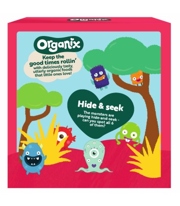 ORGANIX - Biscuiti ECOLOGICI (BIO) ”JAMMIE MONSTERS” CU UMPLUTURA DE CAPSUNI SI MERE, 64G, 36luni+