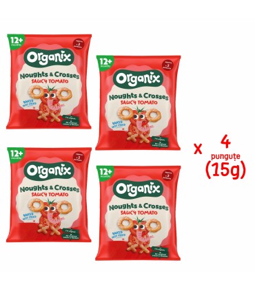 ORGANIX – SNACK ECOLOGIC (BIO) X SI O DIN PORUMB CU ROSII, 4X15G, 12luni+