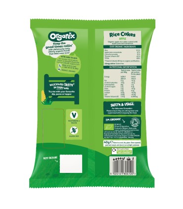 ORGANIX - RONDELE ECOLOGICE (BIO) DIN OREZ CU MERE, 40G, 12luni+