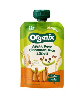 Organix – piure GUSTARE ECOLOGICA (BIO) DE MERE, PERE, SCORTISOARA, OREZ SI SPELTA, 100g, 12+