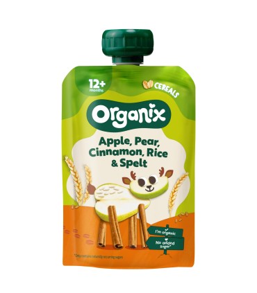 Organix – piure GUSTARE ECOLOGICA (BIO) DE MERE, PERE, SCORTISOARA, OREZ SI SPELTA, 100g, 12+