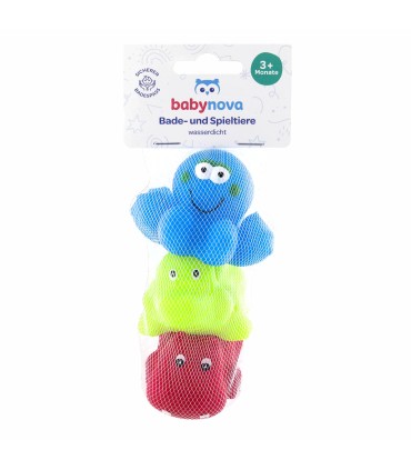 Baby Nova - Set jucării de baie, 3 animale, 3 luni +
