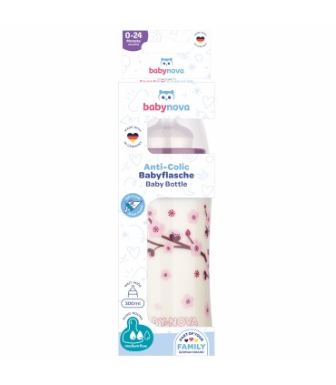 Baby Nova - Biberon PP, cu gat larg si tetine sistem anticolici, 300ml
