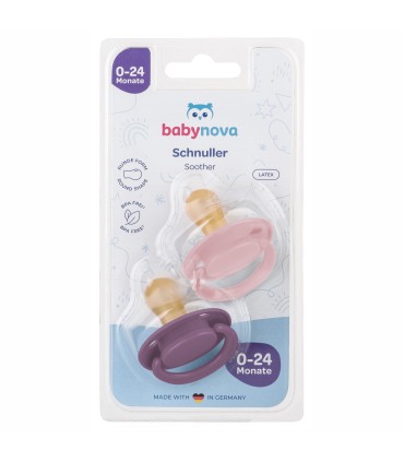 Baby Nova - Suzete latex, rotunde, 0-24 luni