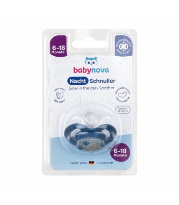 Baby Nova - Suzeta silicon de noapte, ortodontica, Stralucitoare, 6-18luni
