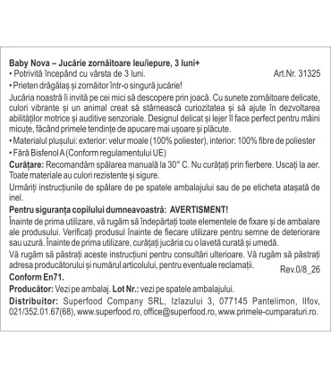 BabyNova – Jucărie zornăitoare cu inel, 3luni+