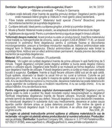Dentistar  -  Degetar pentru igiena orală a sugarului, 0 luni +