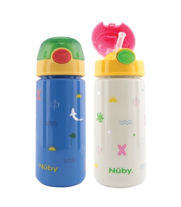 Nuby - Pahar cu pai moale, capac, 540ml, 36 luni