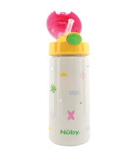 Nuby - Pahar cu pai moale, capac, 540ml, 36 luni