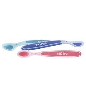 Nuby - Set 3 lingurite termosensibile ”hot Safe” ,3luni+